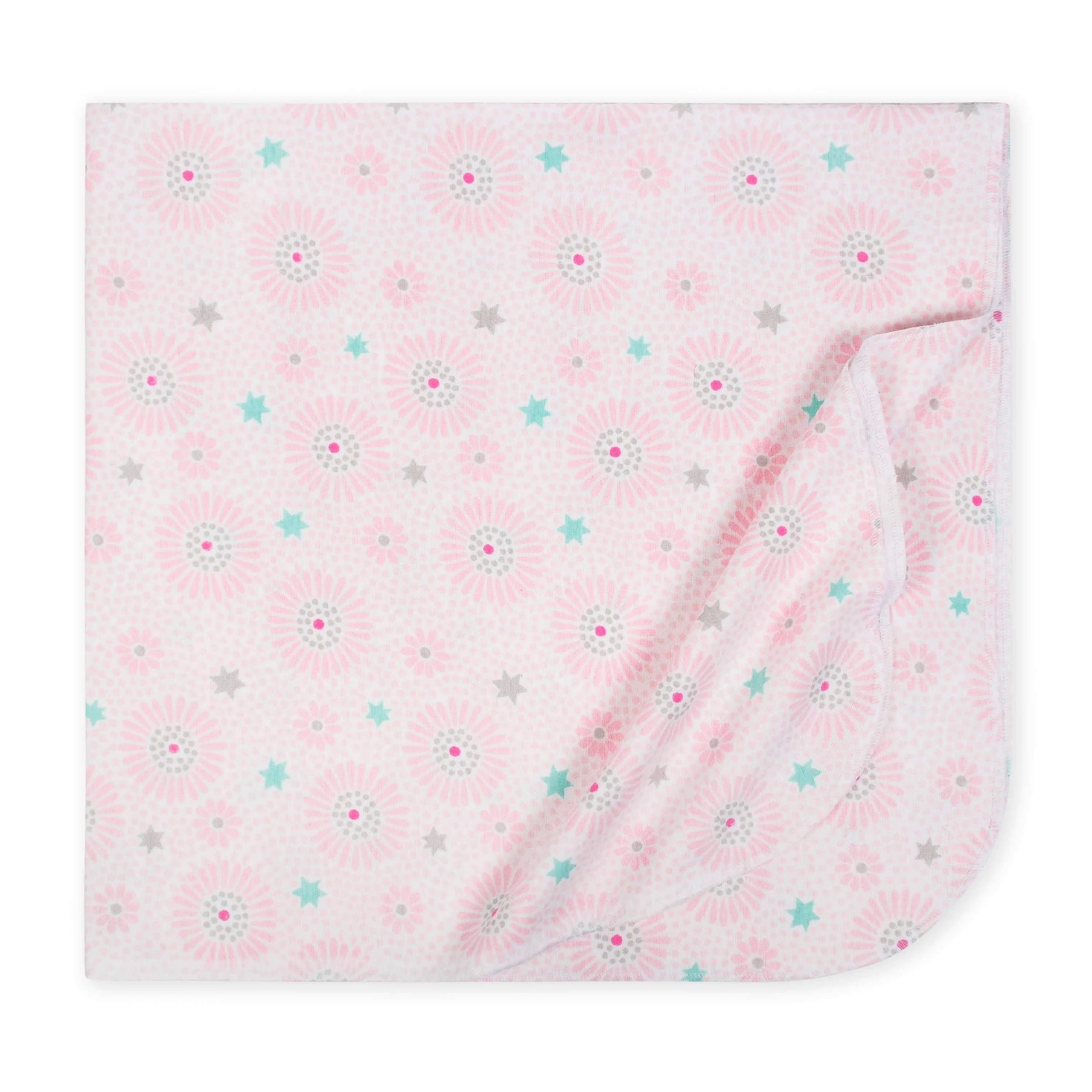 4-Pack Pink Floral Baby Girls Receiving Blankets