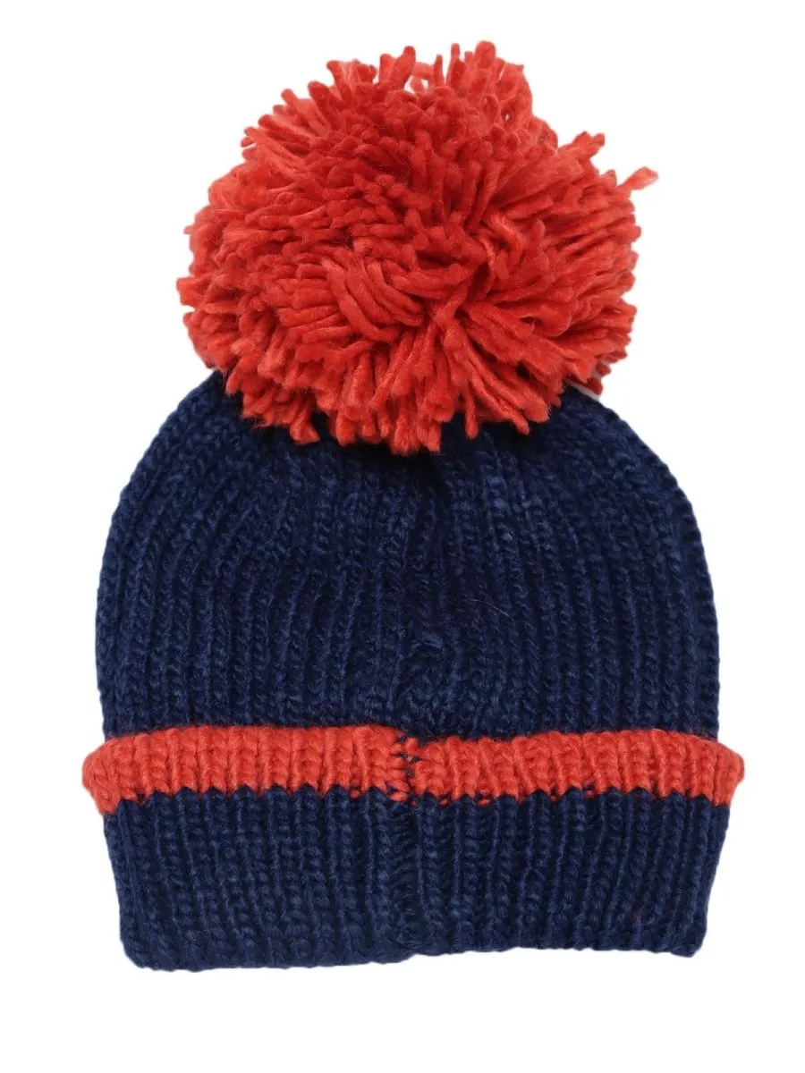 Baby Knitted Cap with Faux Fur - Blue