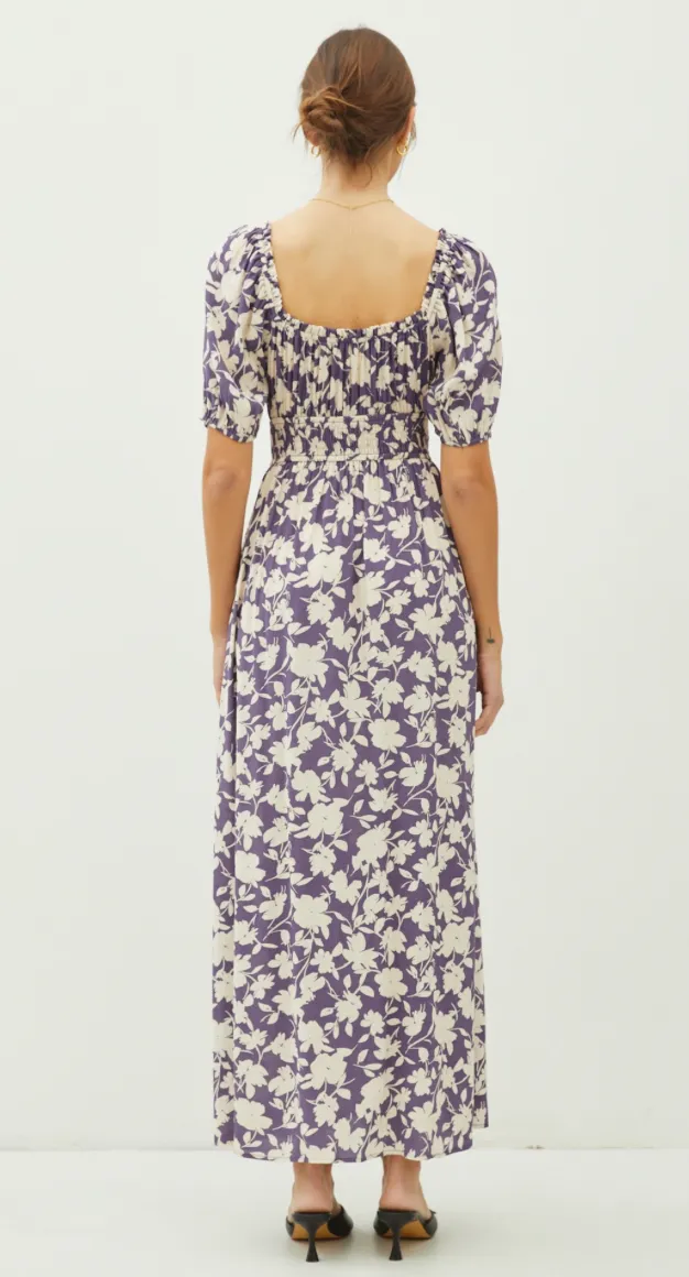 Be Cool Floral Print Milkmaid Shirred Maxi Dress