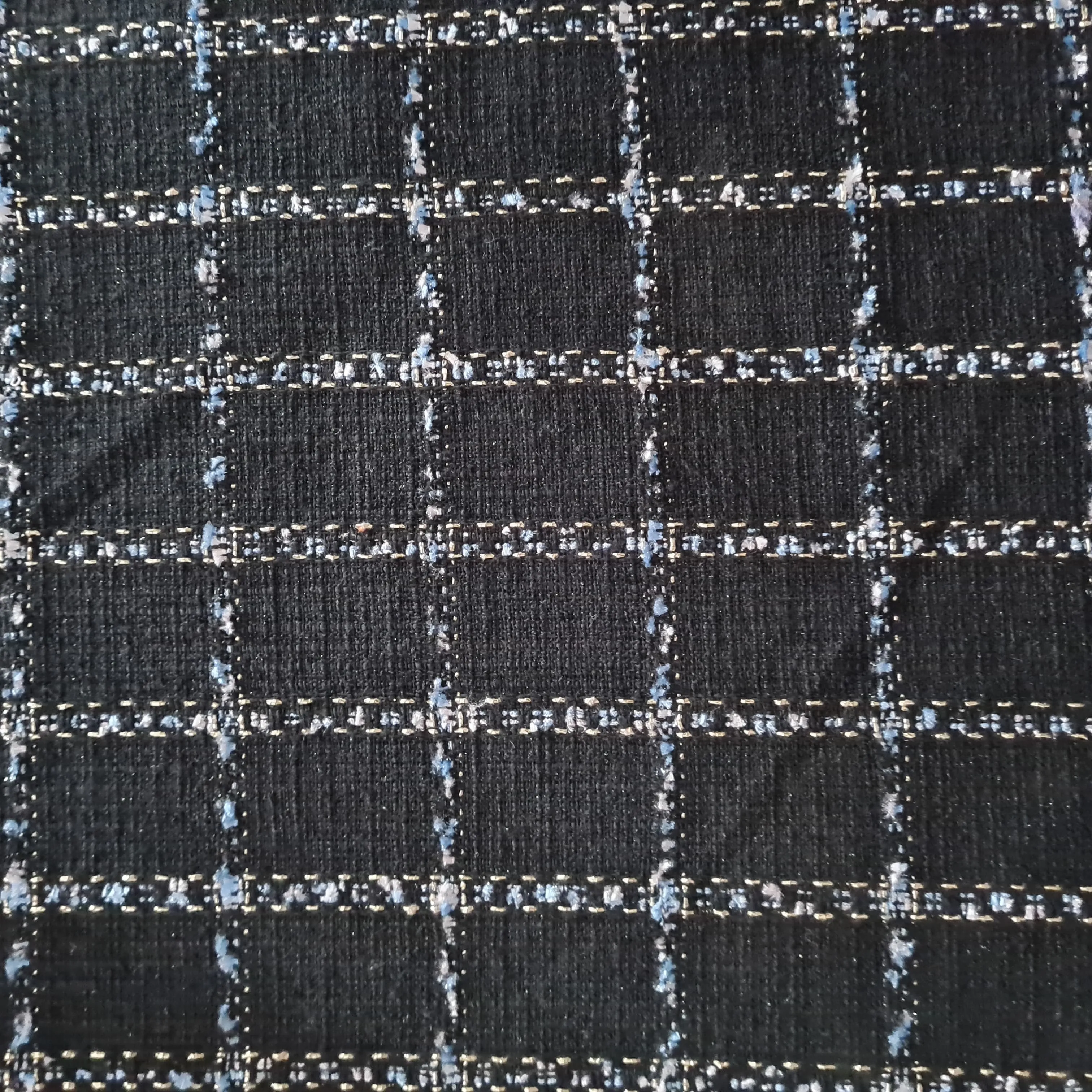 Black Check Tweed Fabric 17905