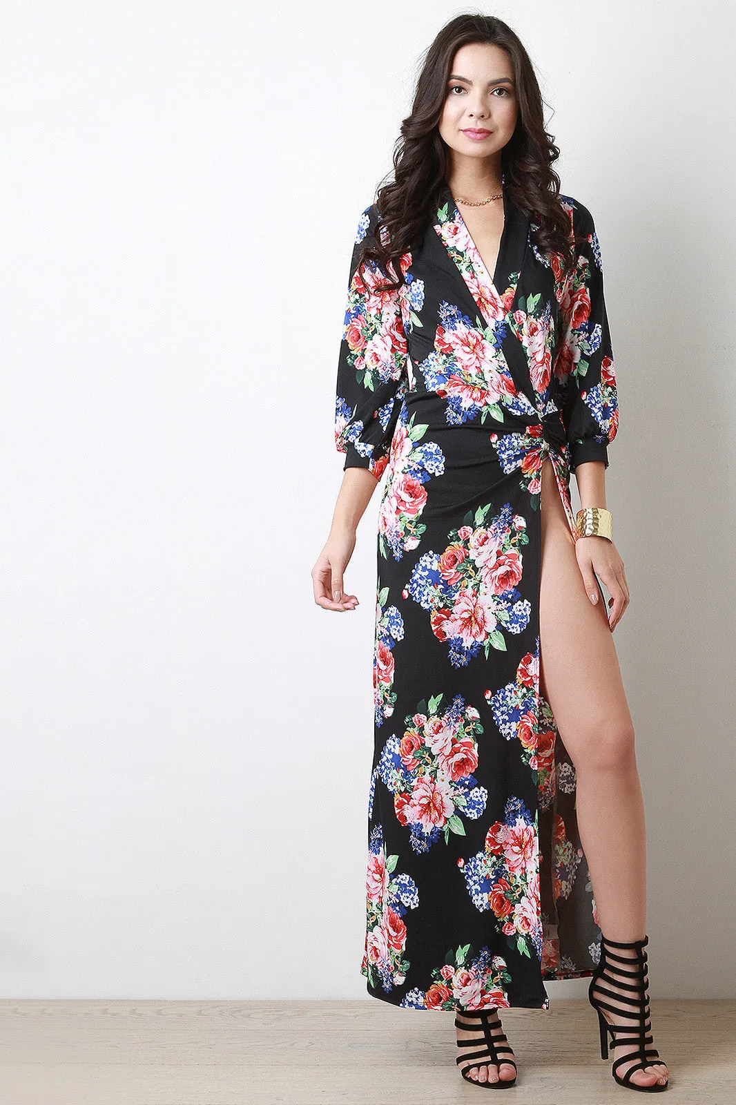 Bouquet Surplice High Slit Maxi Dress