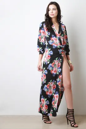 Bouquet Surplice High Slit Maxi Dress