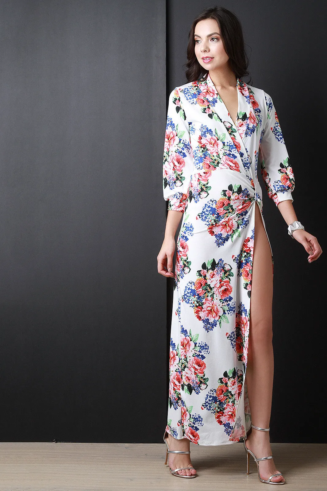 Bouquet Surplice High Slit Maxi Dress