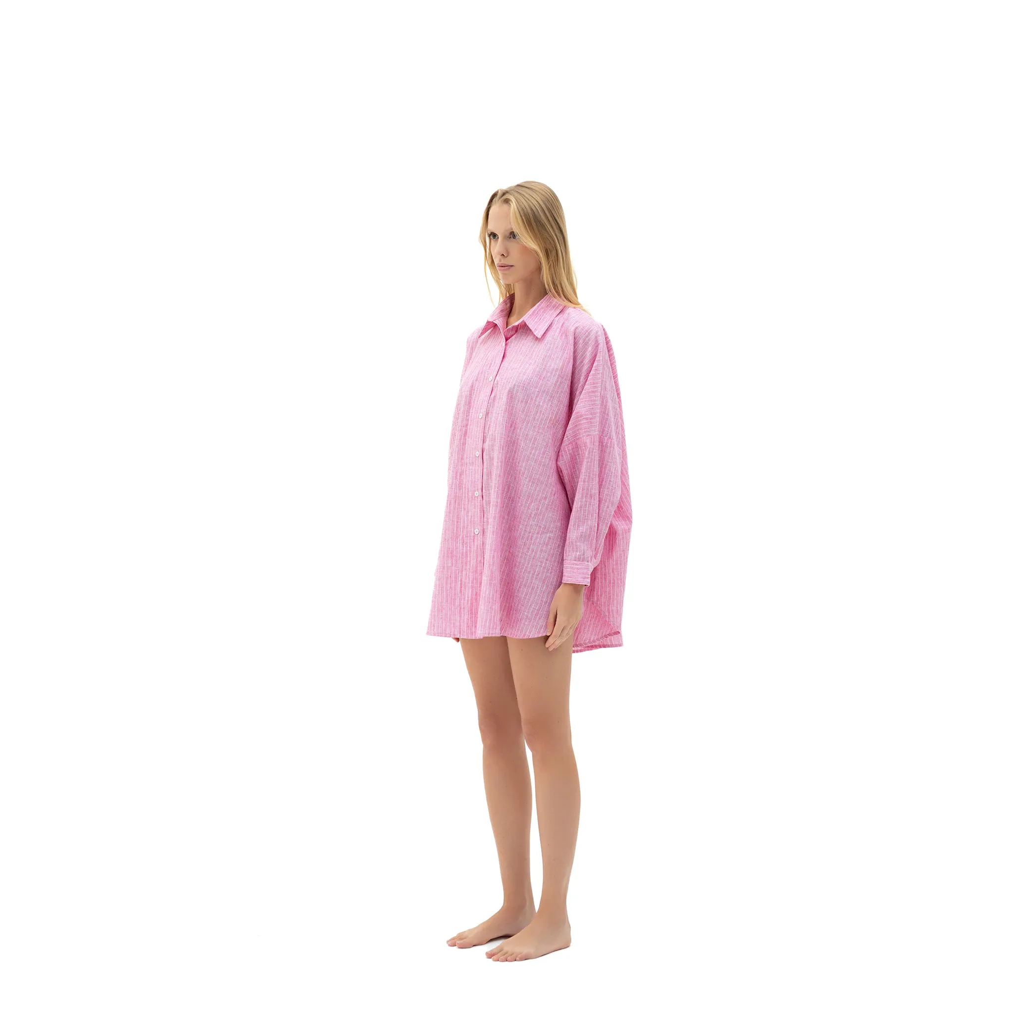 CETO PINK STRIPED OVERSIZED SHIRT