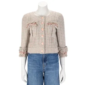 Chanel Pastel Silk Lesage Tweed Cropped Jacket FR 38