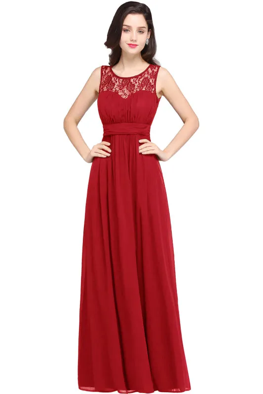 Chic Crew Neck Chiffon Formal Dress Floor Length Sleveless Aline Special Occasion Dress