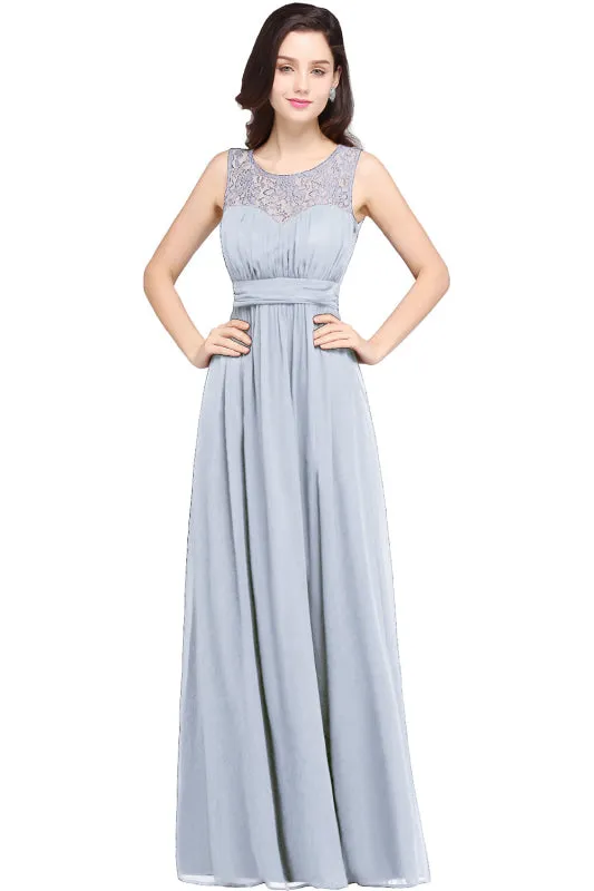 Chic Crew Neck Chiffon Formal Dress Floor Length Sleveless Aline Special Occasion Dress