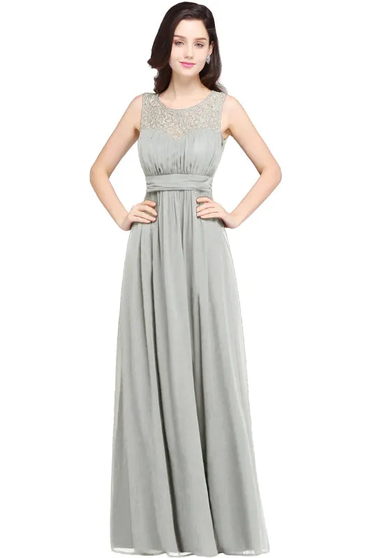 Chic Crew Neck Chiffon Formal Dress Floor Length Sleveless Aline Special Occasion Dress