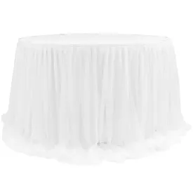 Chiffon Tulle Table Skirt Extra Long 57" x 14ft - White