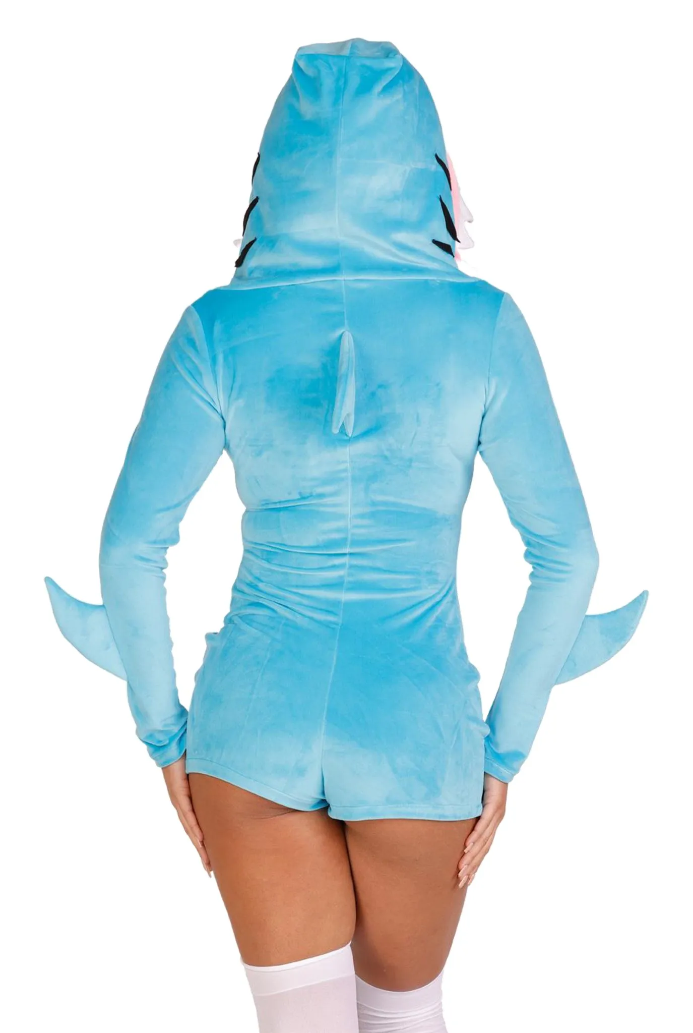 Comfy Shark Costume Set - Ultra-Soft Plush Romper with Fin and Teeth Hood