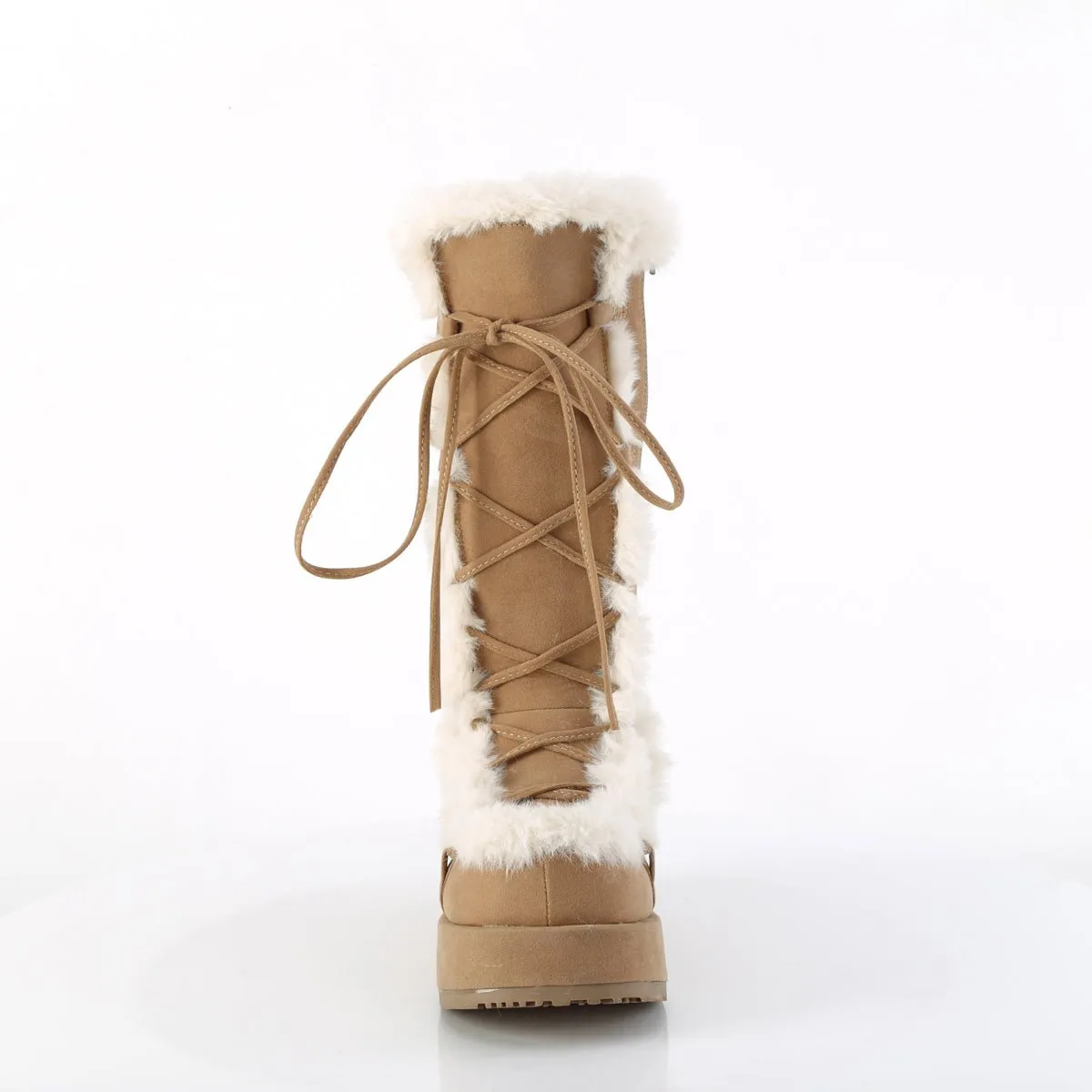 Demonia CUBBY-311 | Camel Vegan Suede Mid-Calf Boots