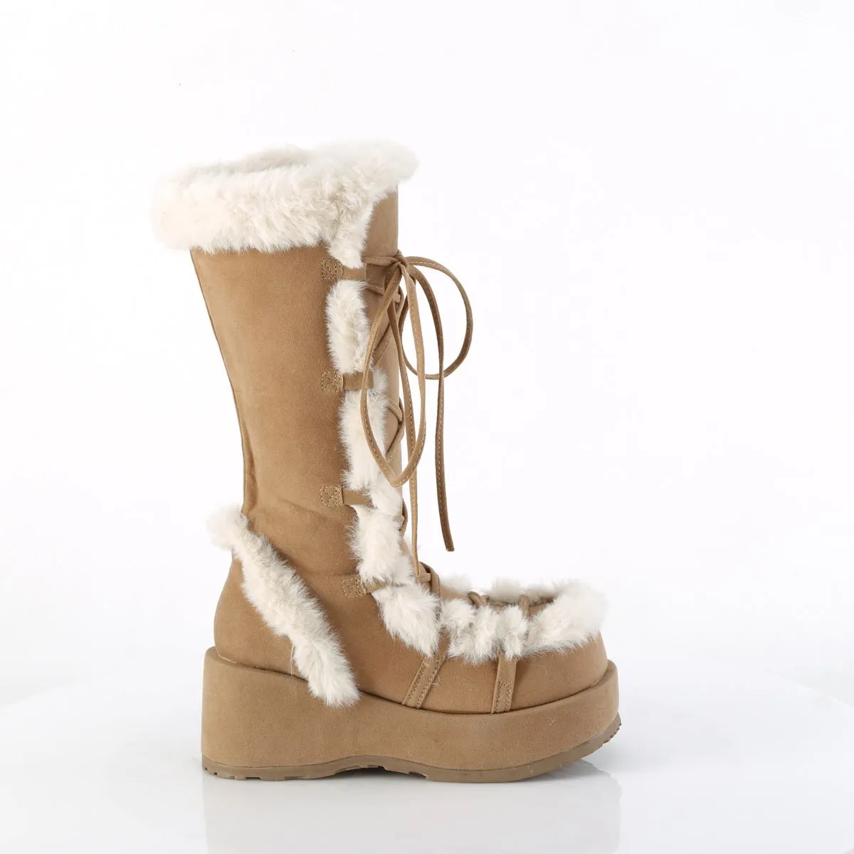 Demonia CUBBY-311 | Camel Vegan Suede Mid-Calf Boots