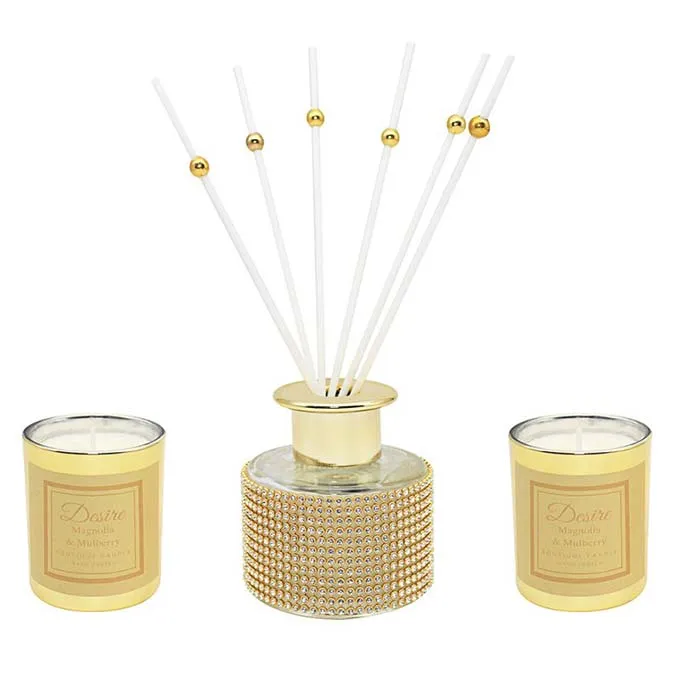 Diamante Magnolia & Mulberry Diffuser & Candle Gold