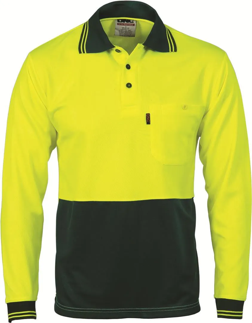 DNC Hi Vis Two Tone Cool Breathe Polo Shirt Long Sleeve (3813)