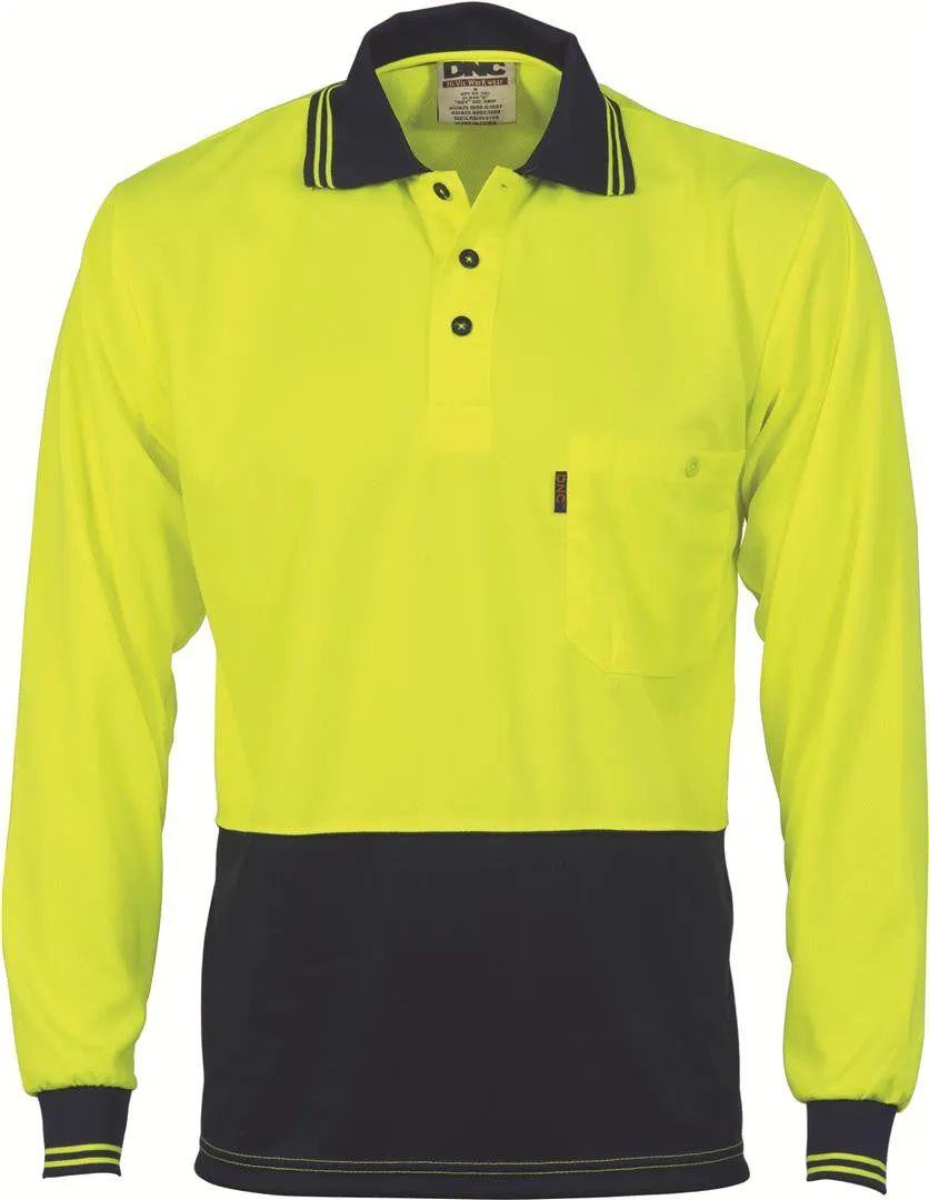 DNC Hi Vis Two Tone Cool Breathe Polo Shirt Long Sleeve (3813)