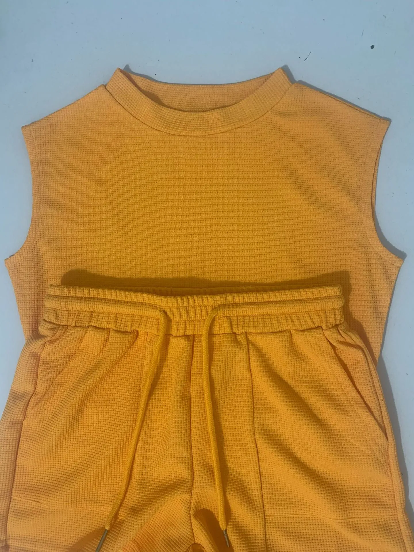 Drawstring shorts casual vest two piece set（ AY1969）