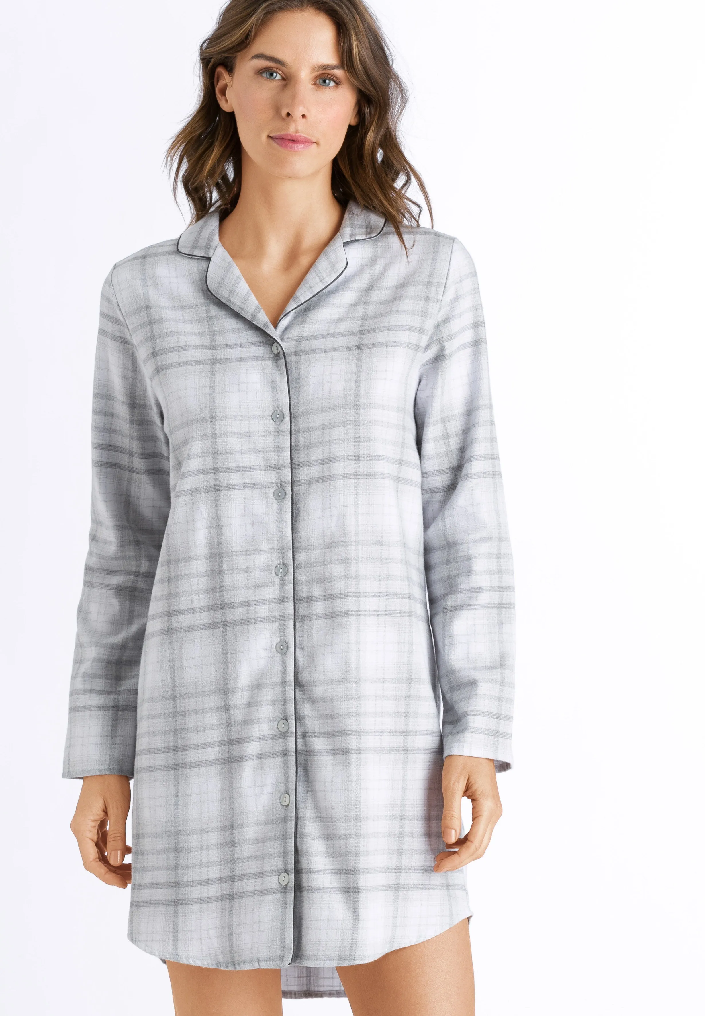 Edda Long Sleeve Nightgown | Grey Check 76655-2052