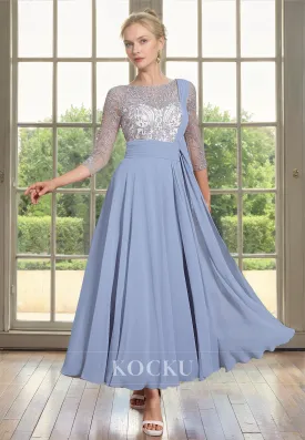 Elegant & Luxurious Appliques A-Line Long sleeves Chiffon Cocktail Mother of the Bride Dress