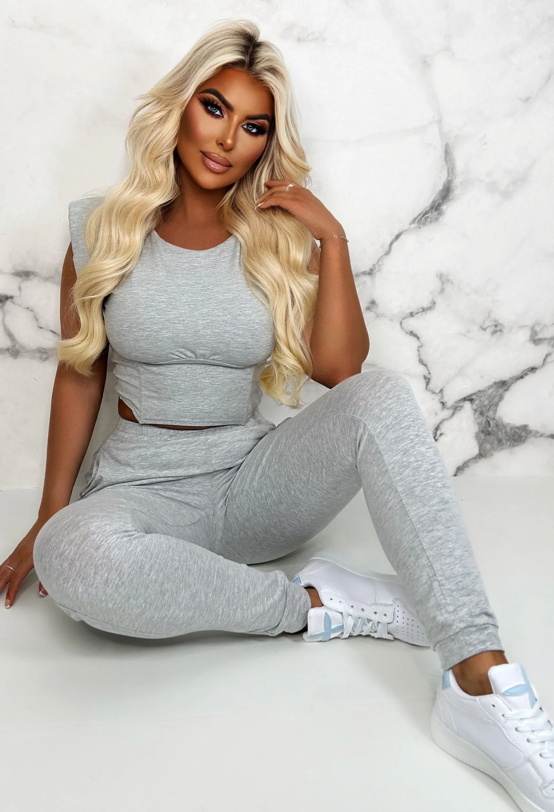 Empower Me Grey Marl Two Piece Loungewear Set