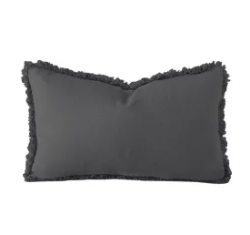 French Linen 30x60cm Filled Cushion Charcoal