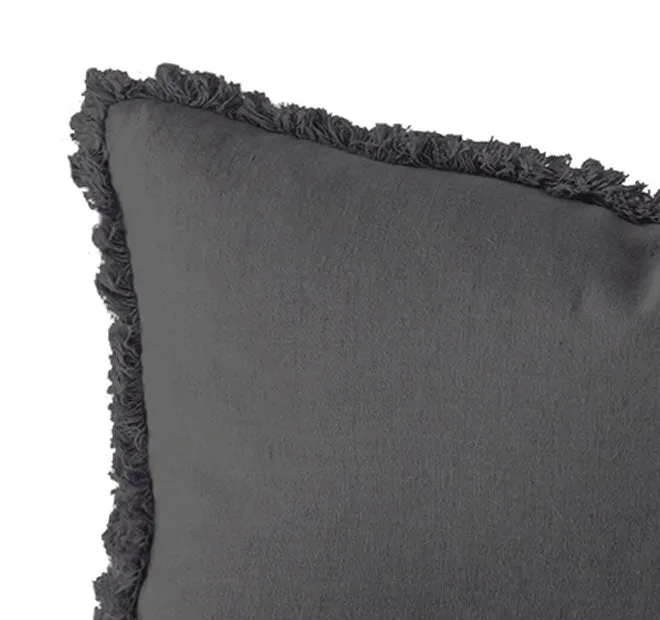 French Linen 30x60cm Filled Cushion Charcoal