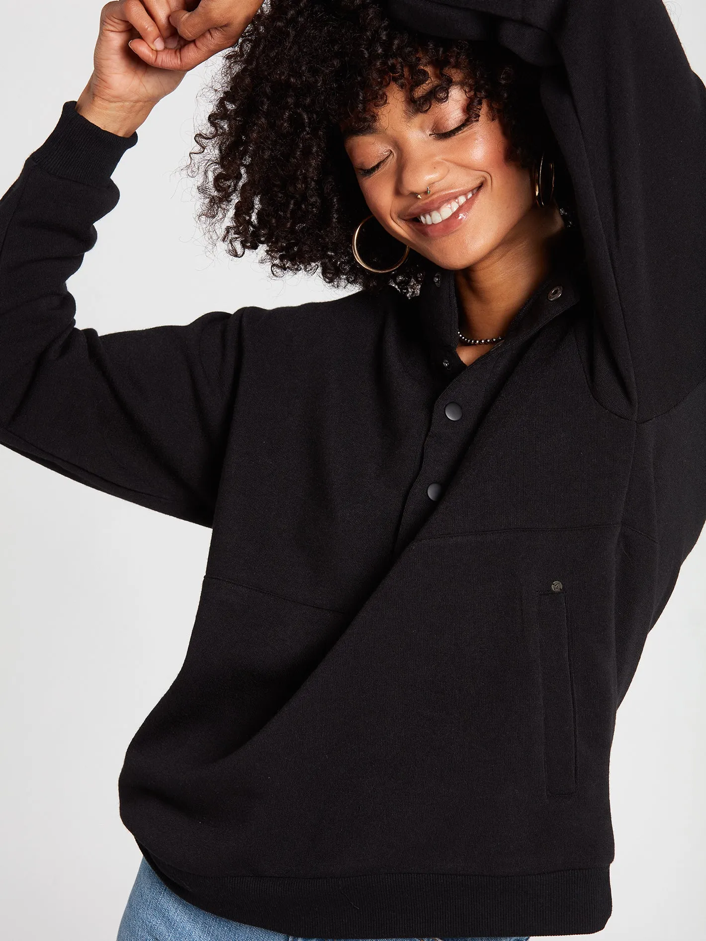 Getting Staxxed Mock Neck Sweatshirt - Black