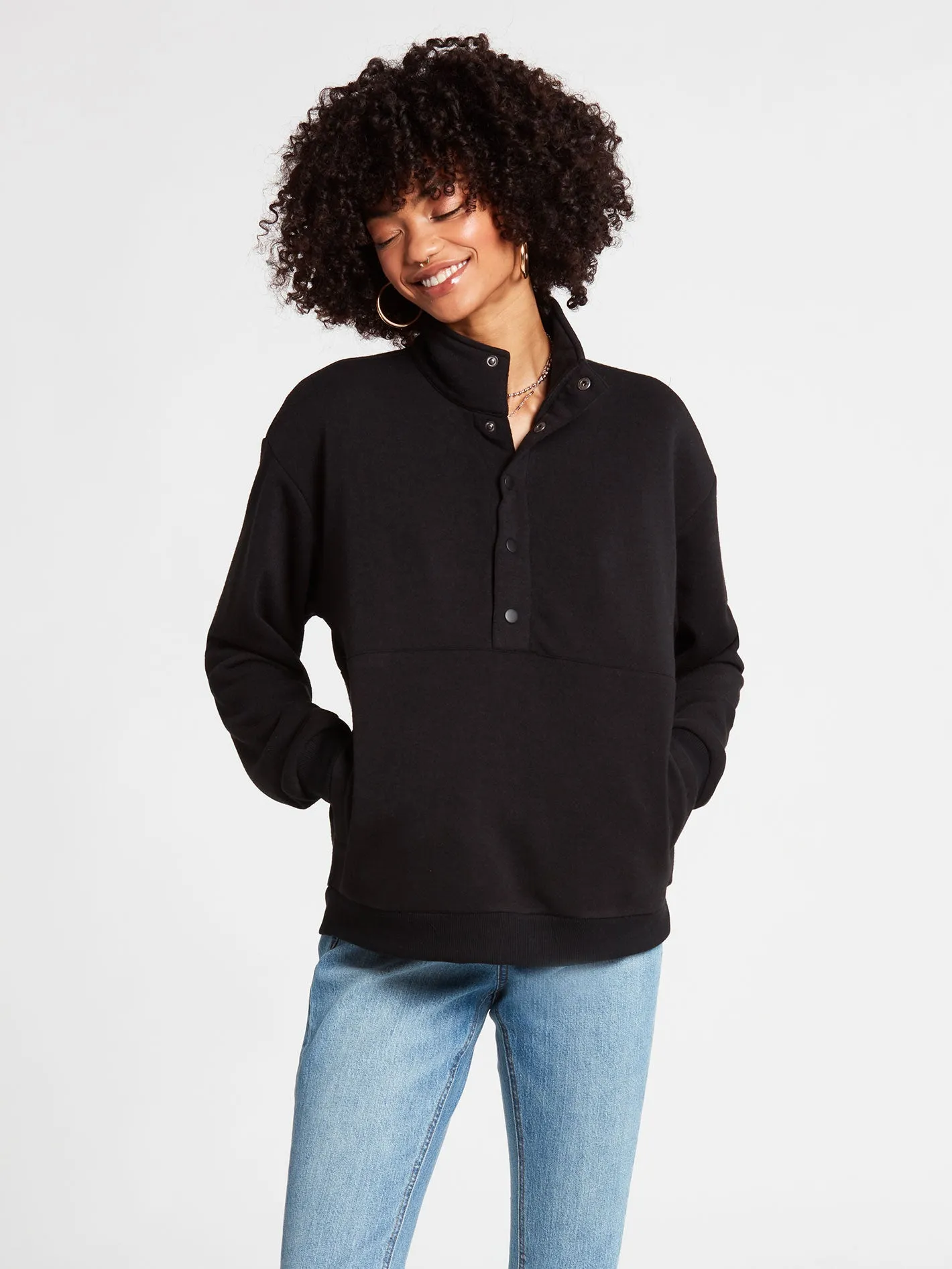 Getting Staxxed Mock Neck Sweatshirt - Black