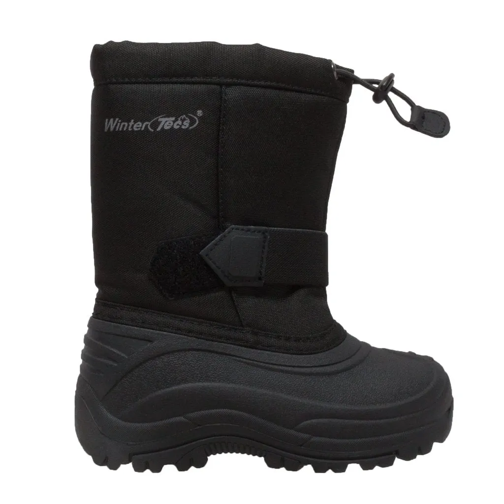 Girl's Nylon Winter Boots Black Leather Boots