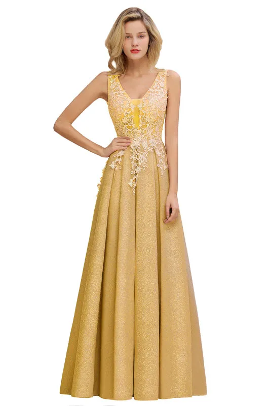 Gorgeous Lace Appliques Aline Evening Dress Sleeveless Bridesmaid Dress