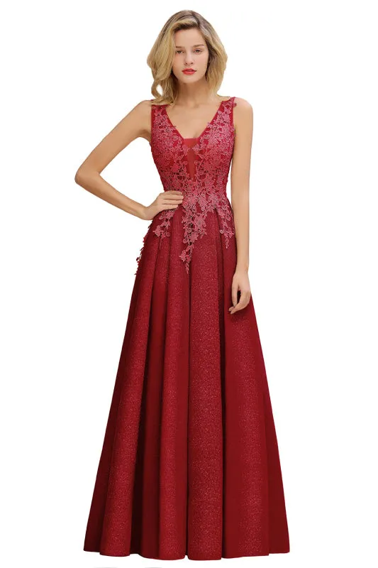 Gorgeous Lace Appliques Aline Evening Dress Sleeveless Bridesmaid Dress