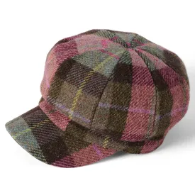 Harris Tweed Ladies Baker Boy Cap - Pink Check by Failsworth