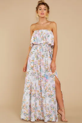 Here She Comes Off White Floral Print Maxi Dress