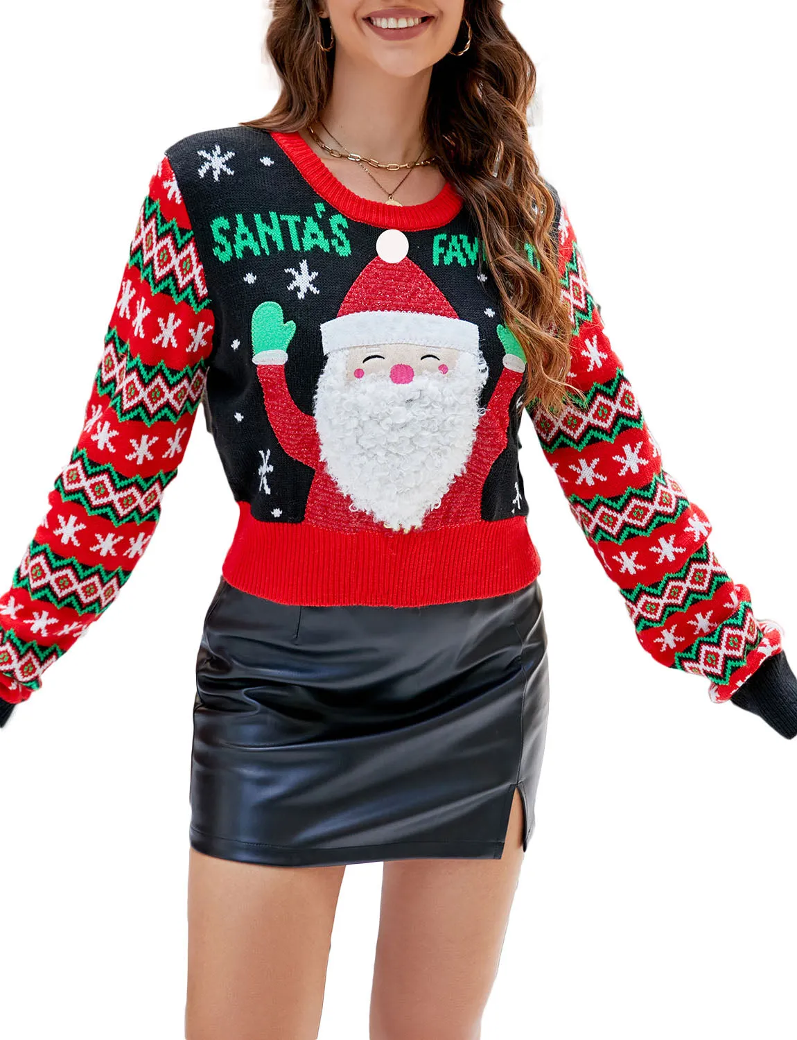 iB-iP Women's Christmas Slim Fit Top Casual Long Sleeve Pullover Sweater