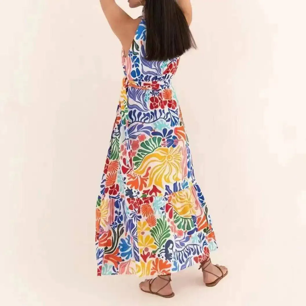 Jessamine Sleeveless Floral Cotton Maxi Dress