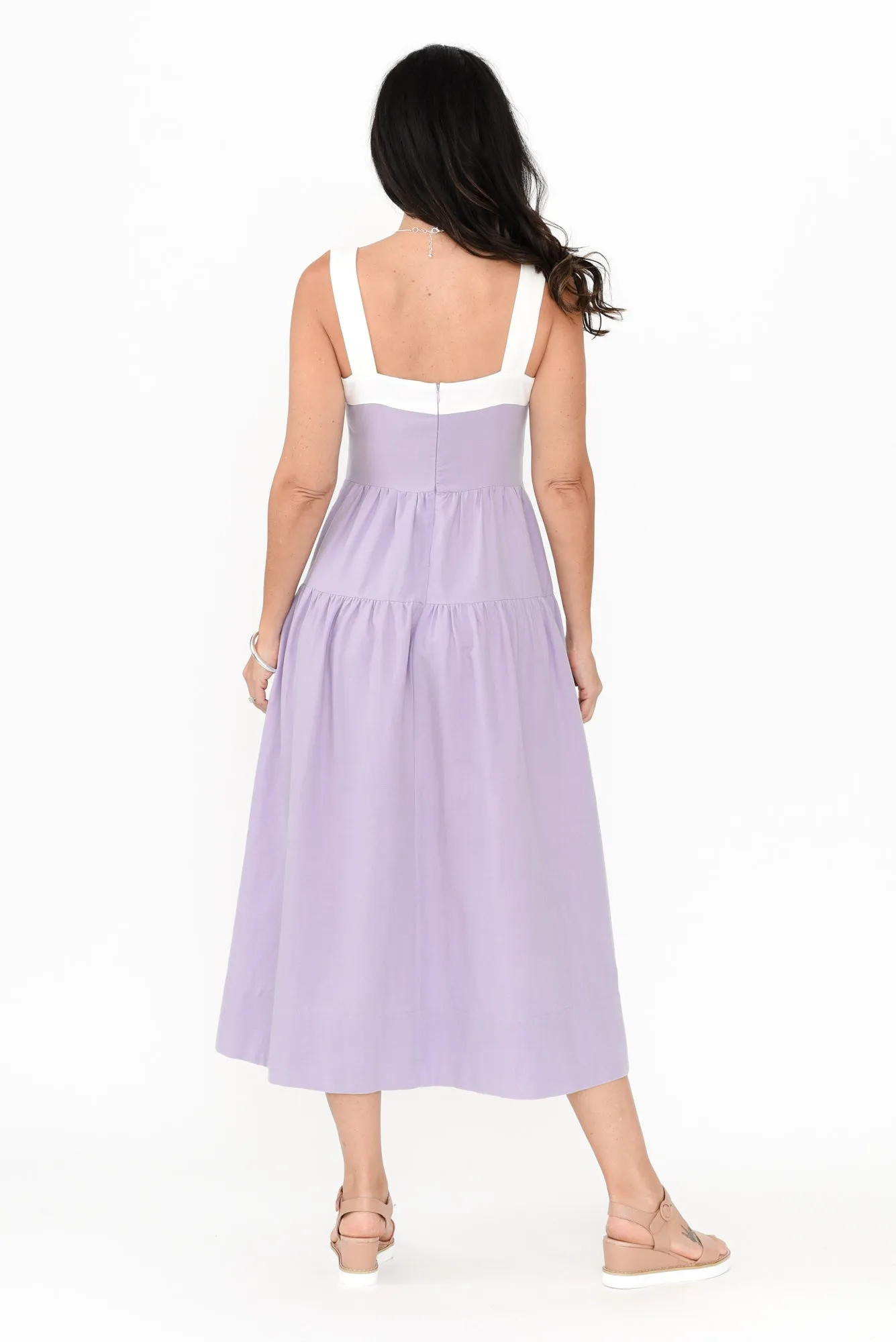 Jolie Purple Trim Cotton Blend Dress