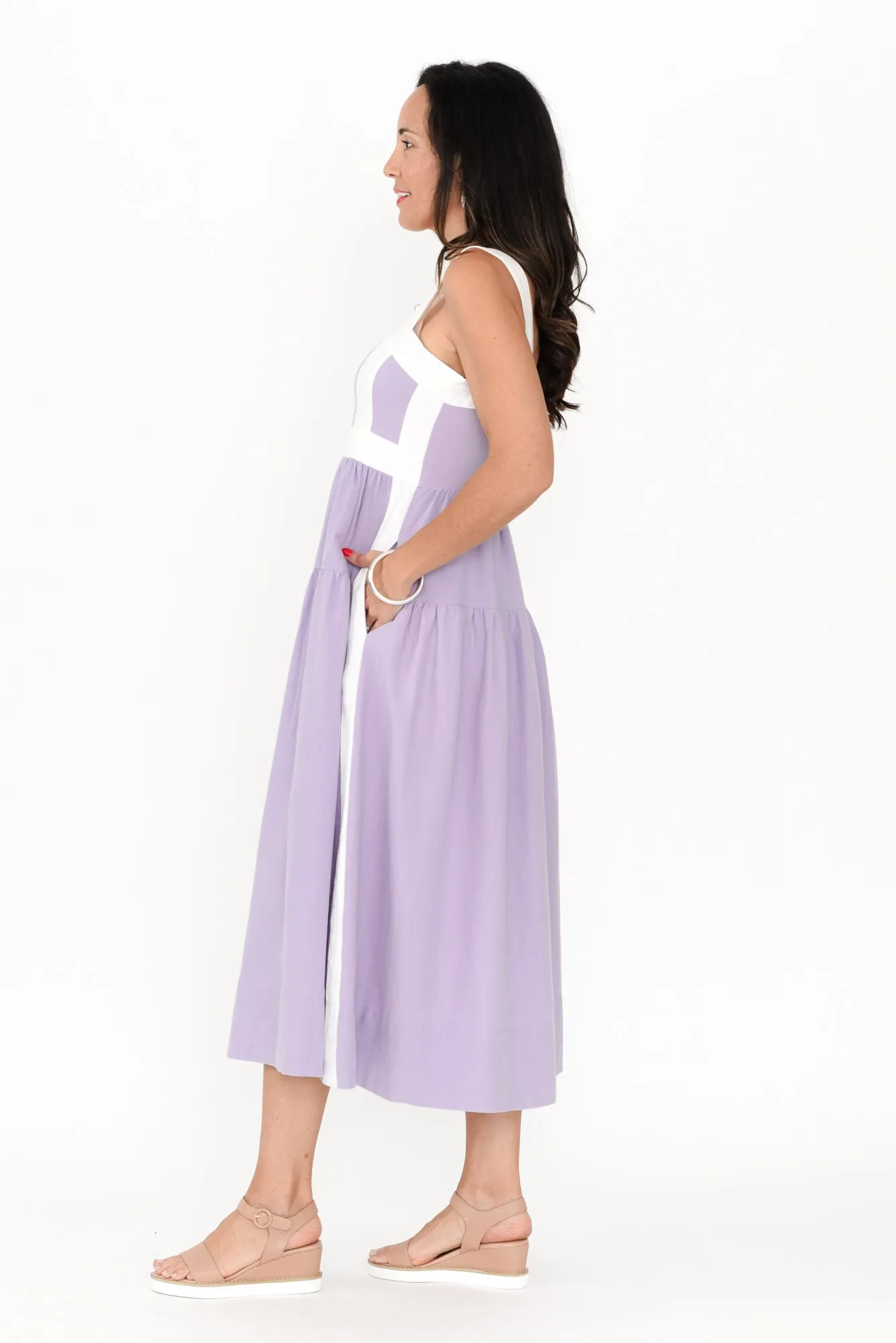 Jolie Purple Trim Cotton Blend Dress