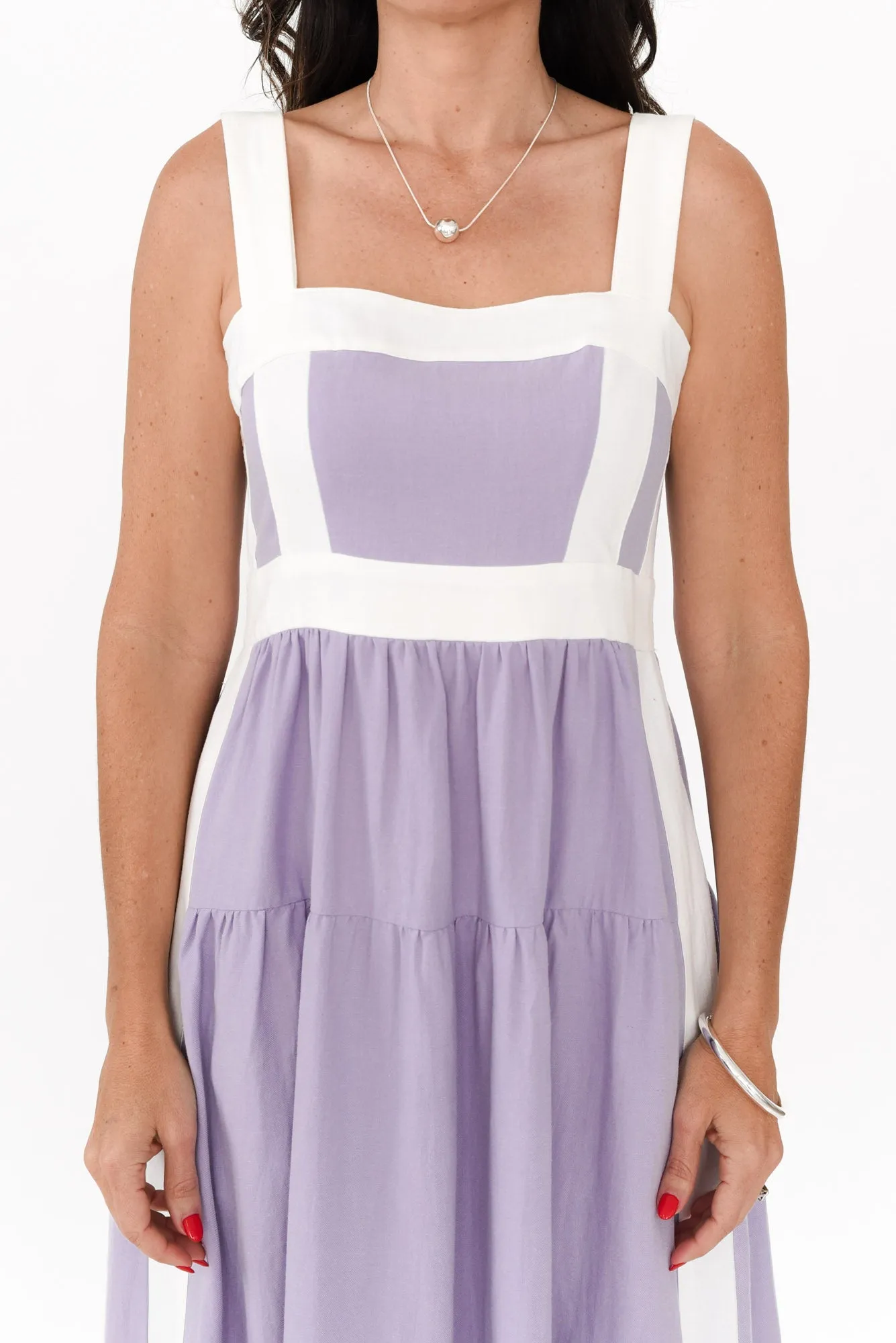 Jolie Purple Trim Cotton Blend Dress