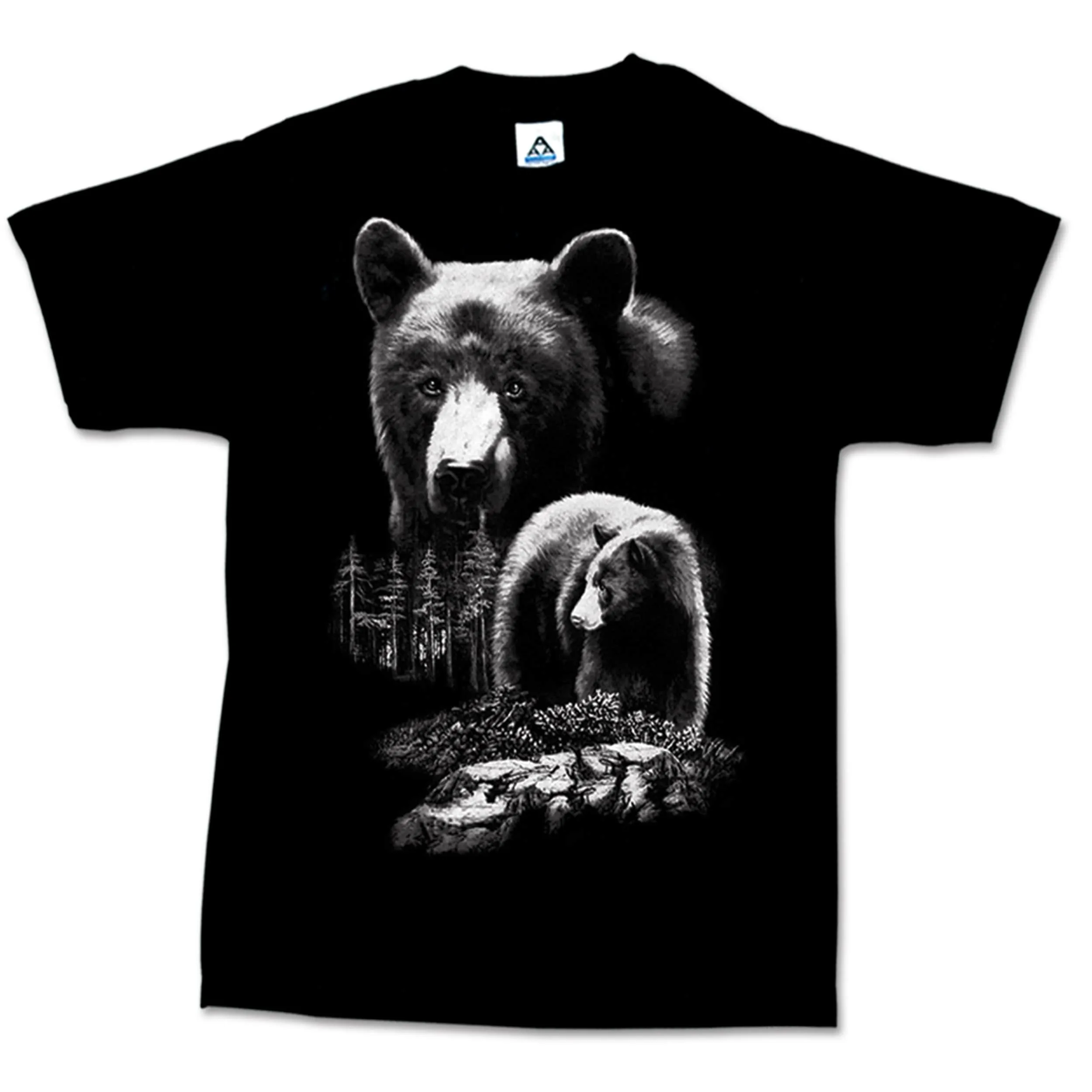 Kids T-Shirt with Animal Print / Wolf and Black Bear Design