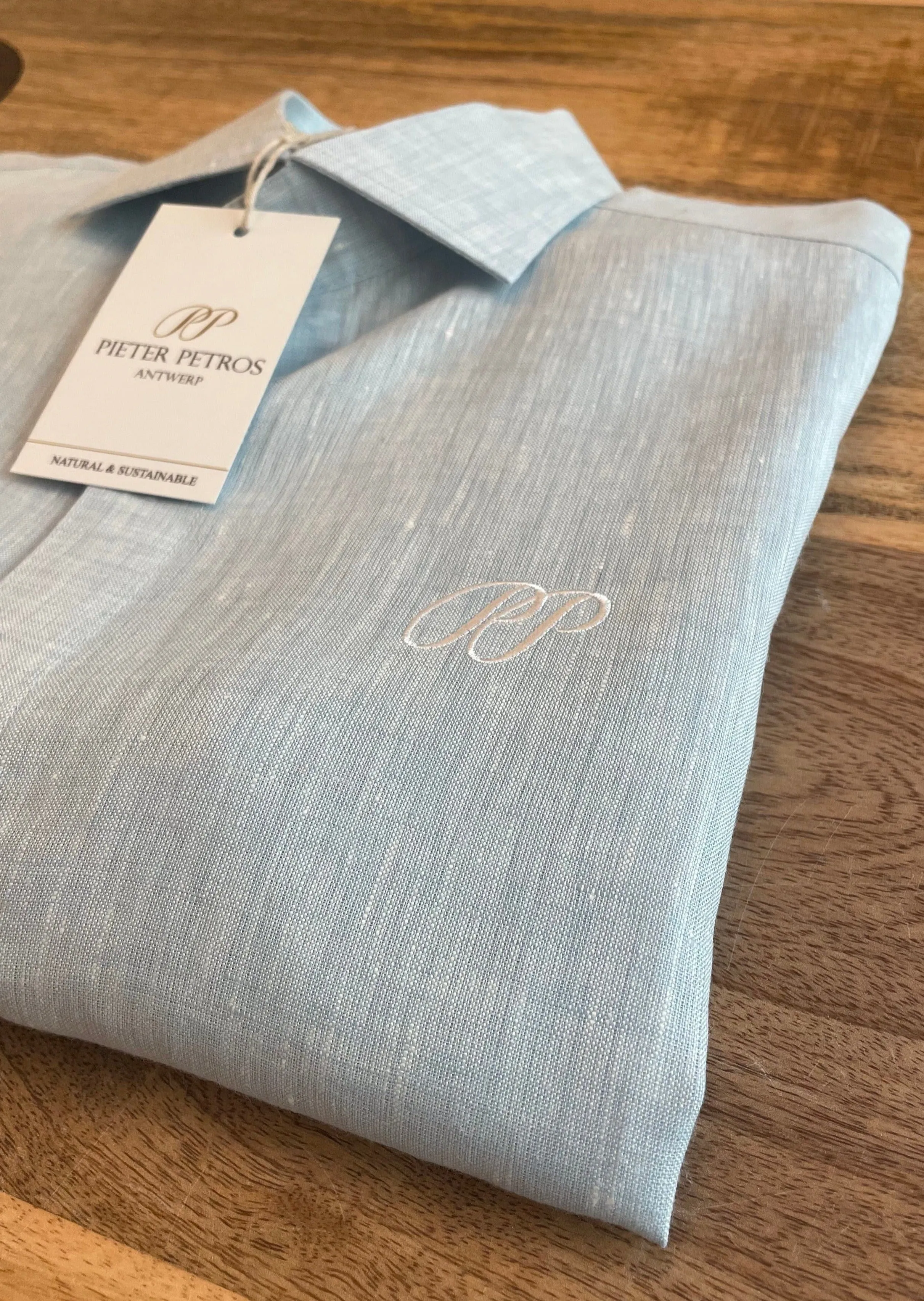 Laos Short Sleeve Linen Shirt - Light Blue