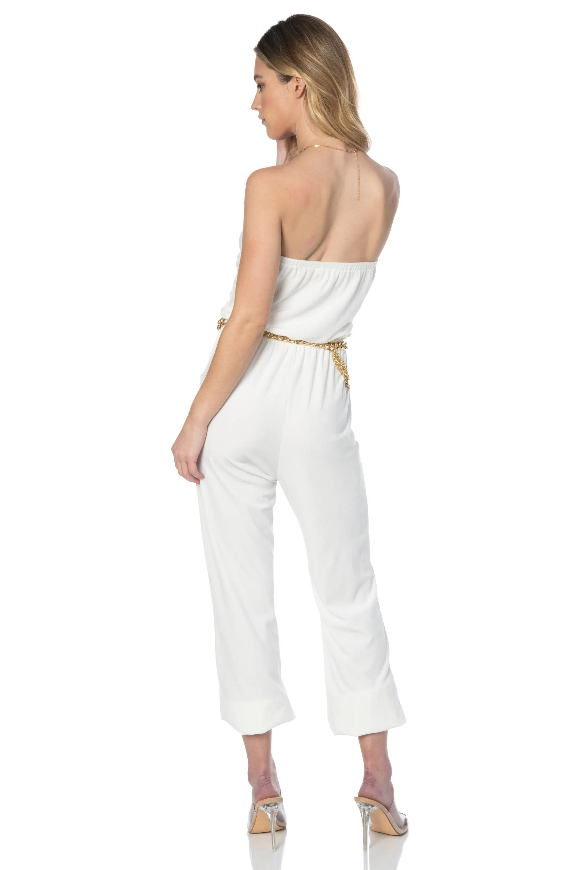 Let's Playdate Velour Ivory Jumpsuit