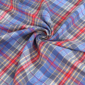 Linen Viscose - Yarn Dyed Check - Blue   Red - SALE