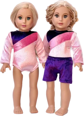 Little Gymnast - Clothes for 18 inch Doll - Pink and Purple Gymnastic Leotard with Shorts