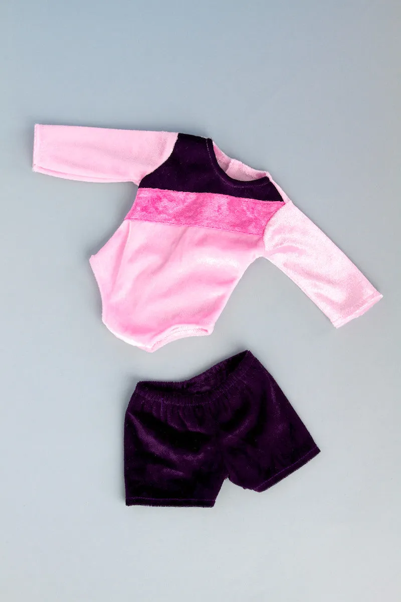 Little Gymnast - Clothes for 18 inch Doll - Pink and Purple Gymnastic Leotard with Shorts