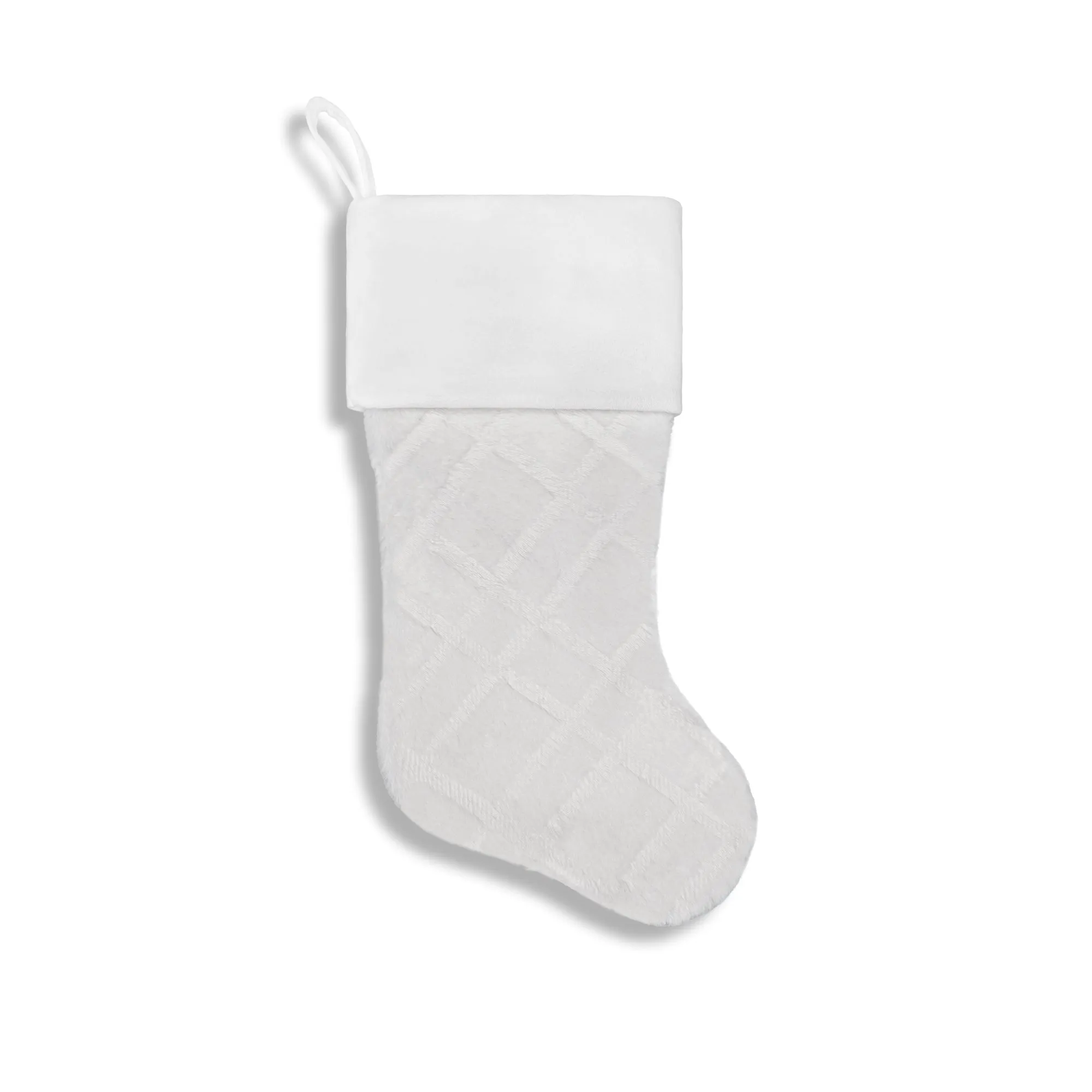 Luxe Faux Fur Plaid Christmas Stocking with Velvet Cuff