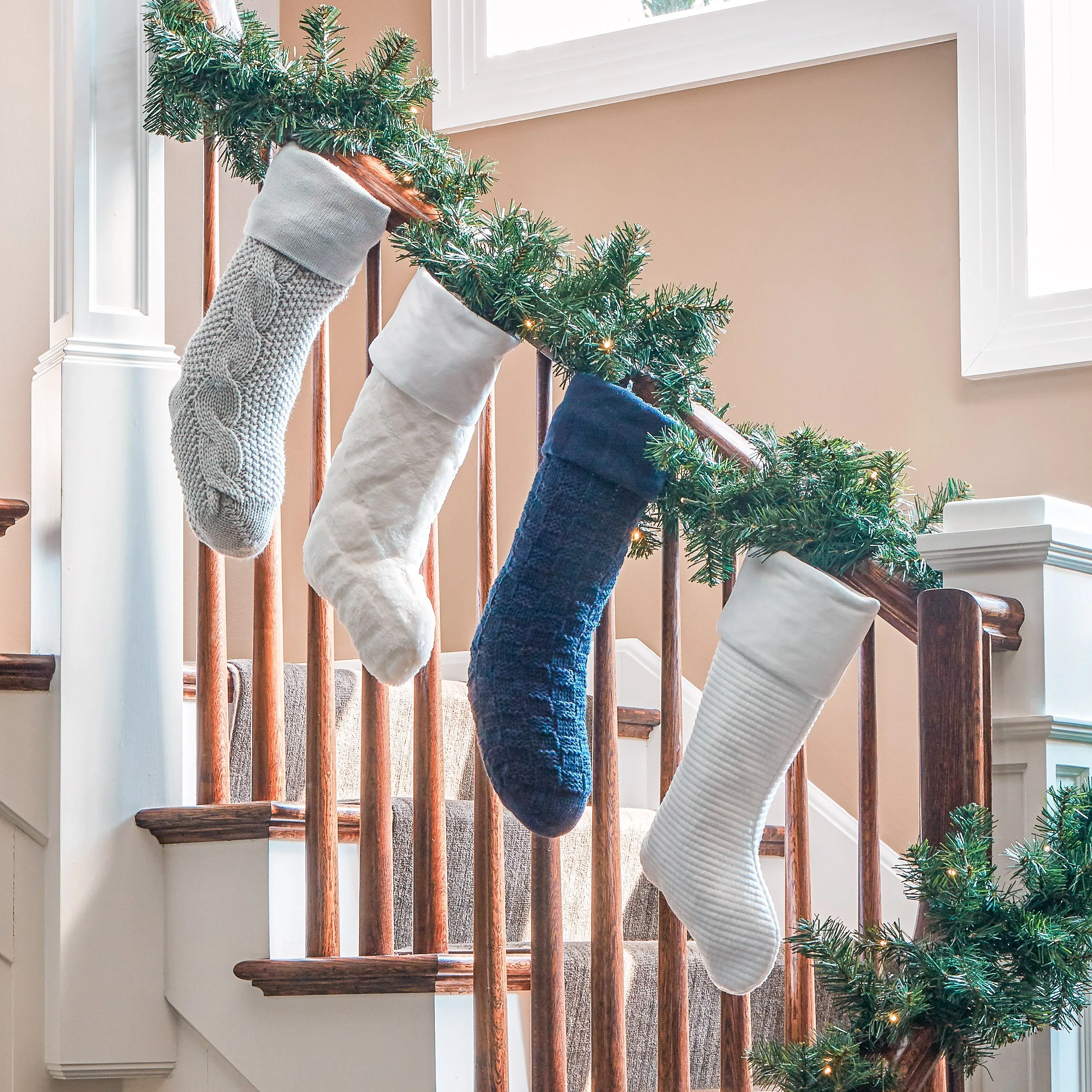 Luxe Faux Fur Plaid Christmas Stocking with Velvet Cuff