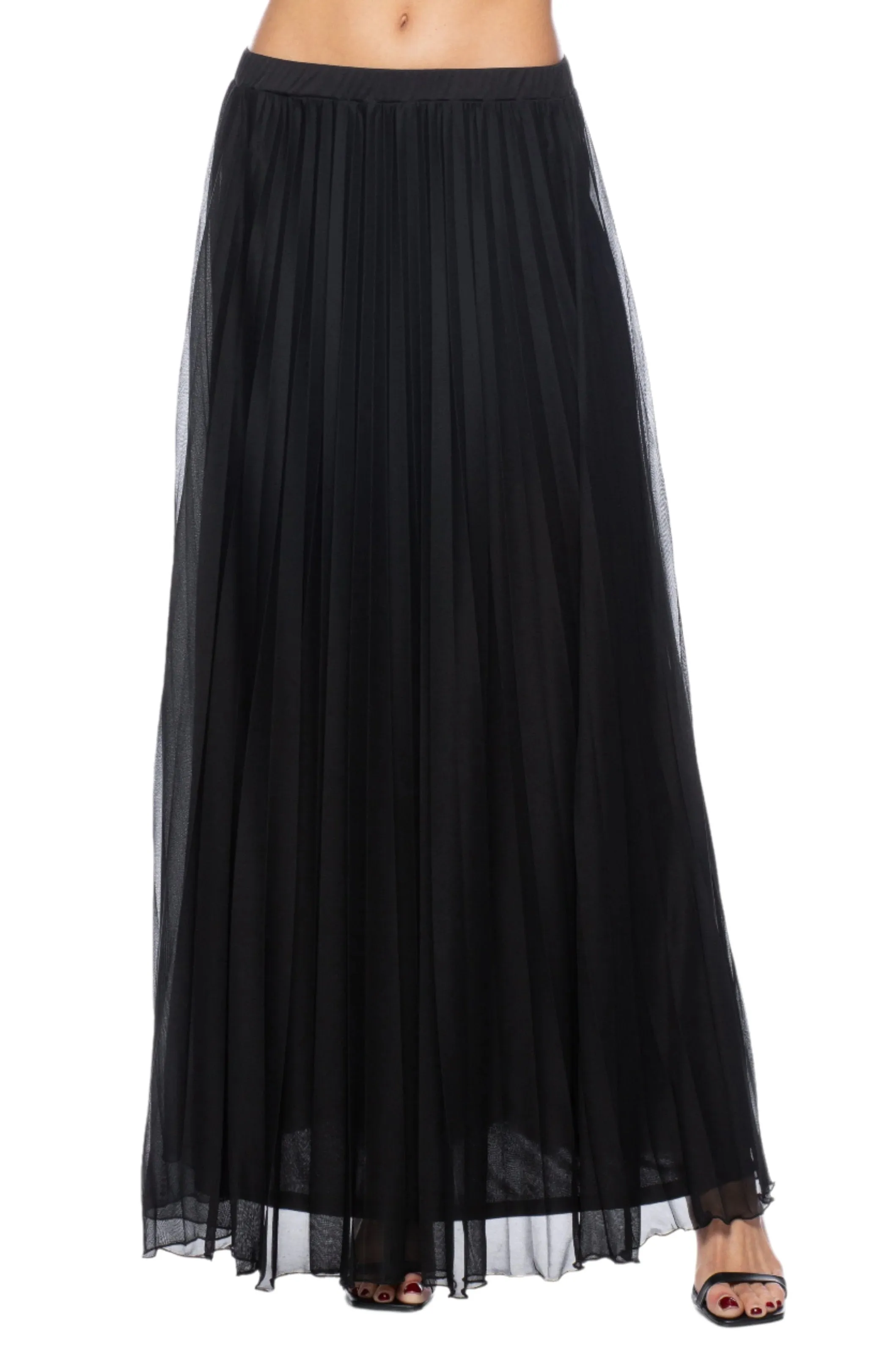 Marina elastic waist pleated chiffon skirt - Wholesale