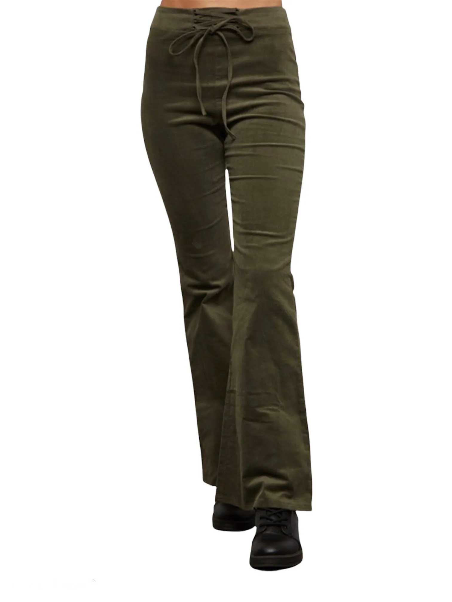 Olive Corduroy Flare Pants