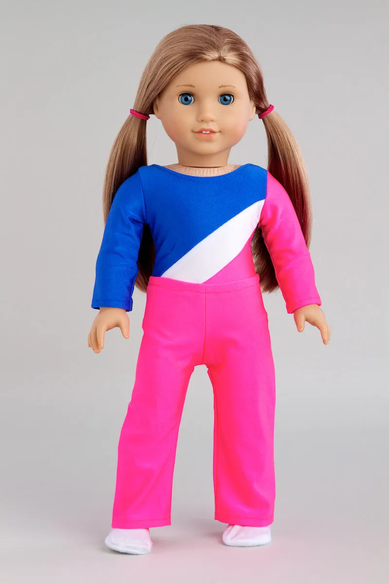 Olympic Gymnast - Clothes for 18 inch Doll - 3 Piece Outfit - Gymnastic Leotard, Warmup Pants, Shoes