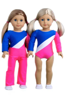 Olympic Gymnast - Clothes for 18 inch Doll - 3 Piece Outfit - Gymnastic Leotard, Warmup Pants, Shoes