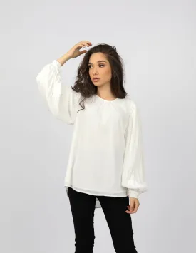 Pleated Sleeve Chiffon Top